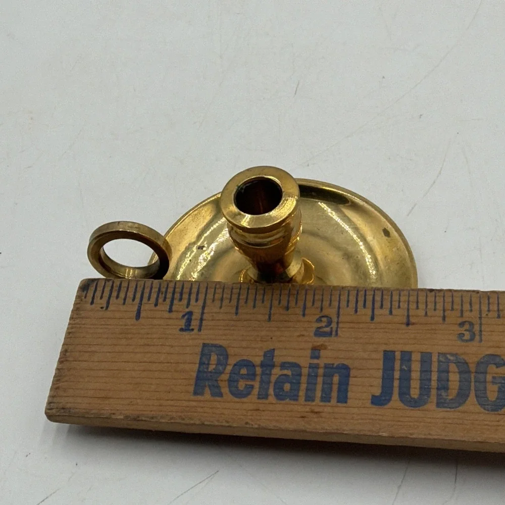 Vintage Biedermann Mini Brass Chamber Candlestick Holder Carrier W/Finger Loop